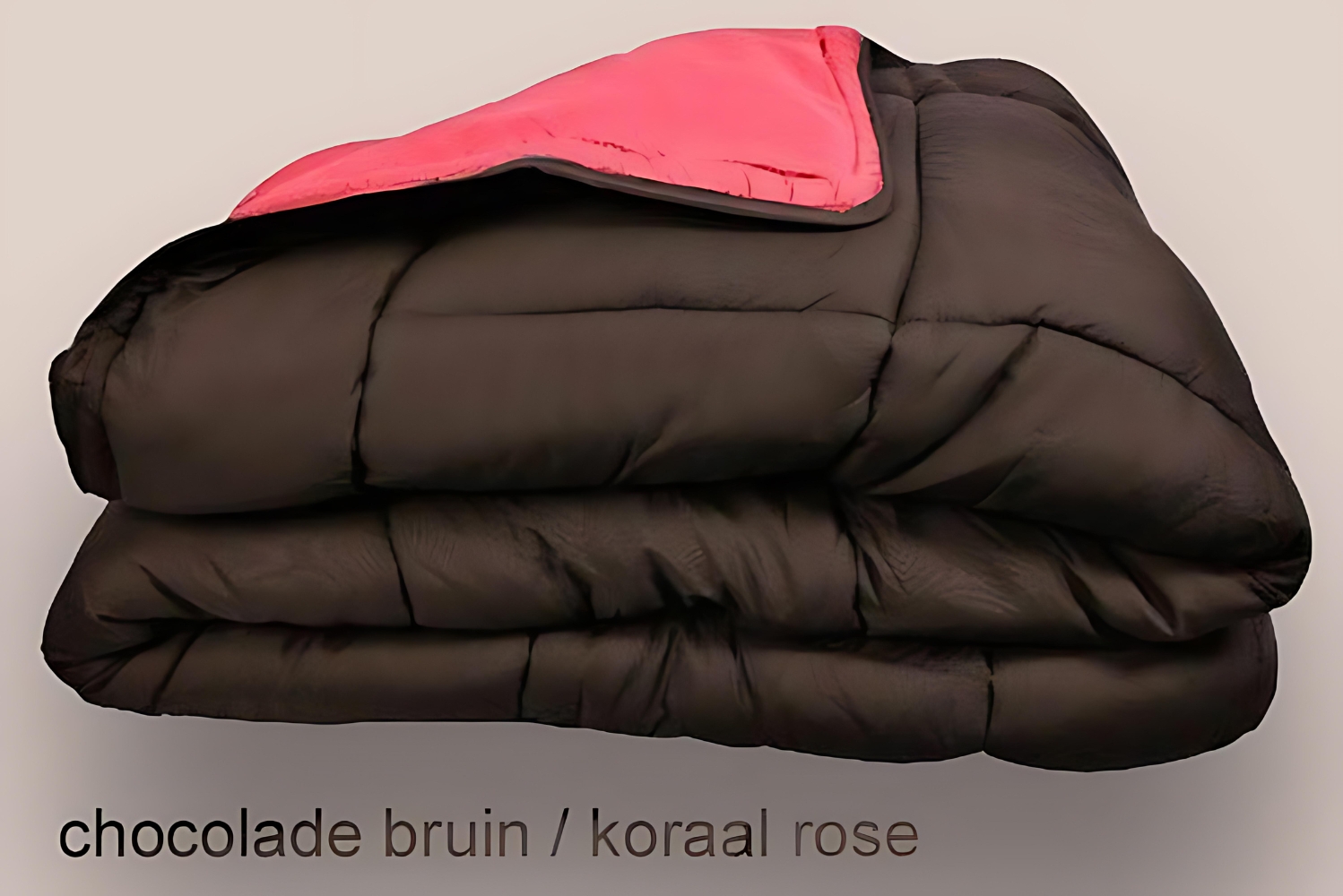 Dekbed met vaste overtrek koraal rose - choco bruin