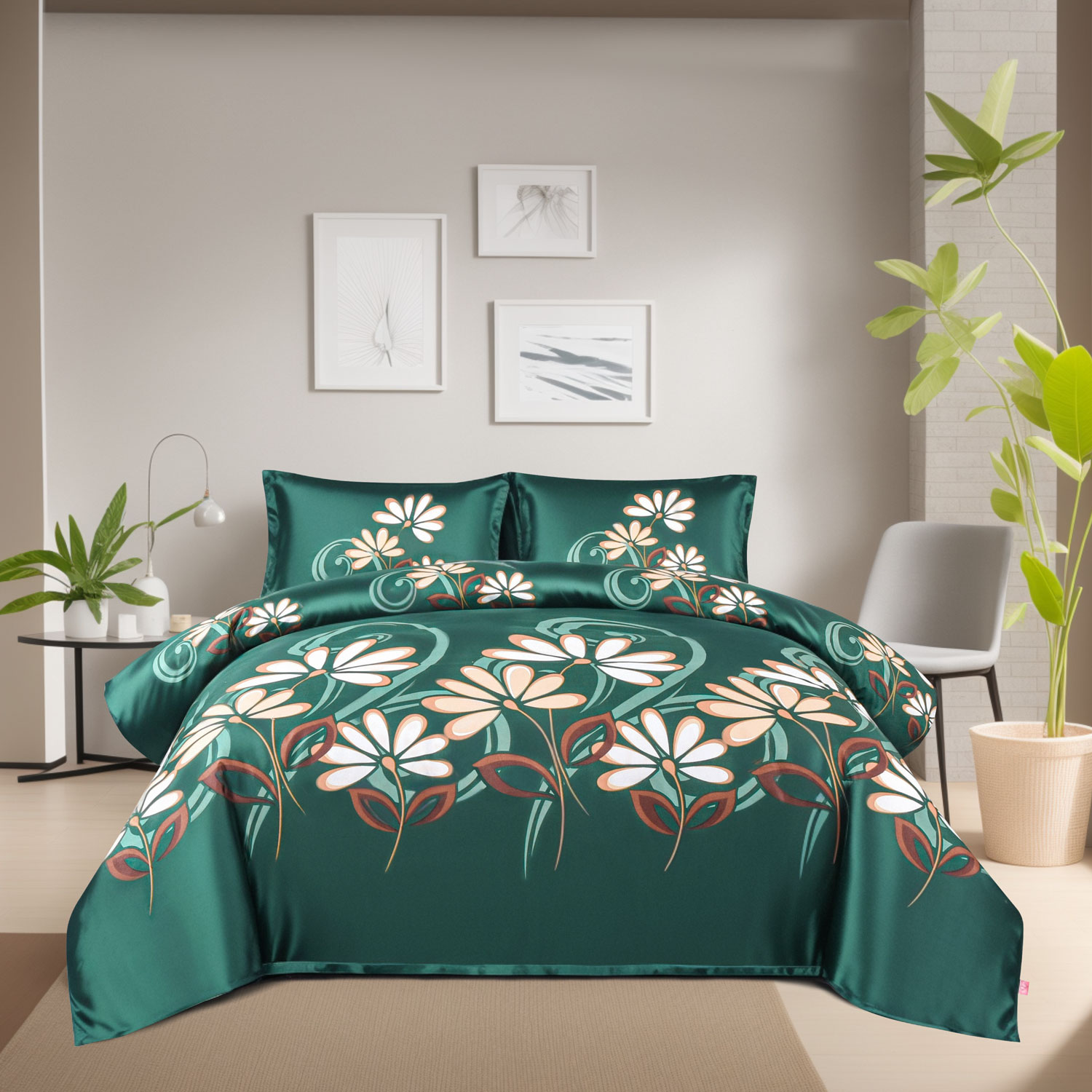 Dekbedovertrek-groen-met-bloemen