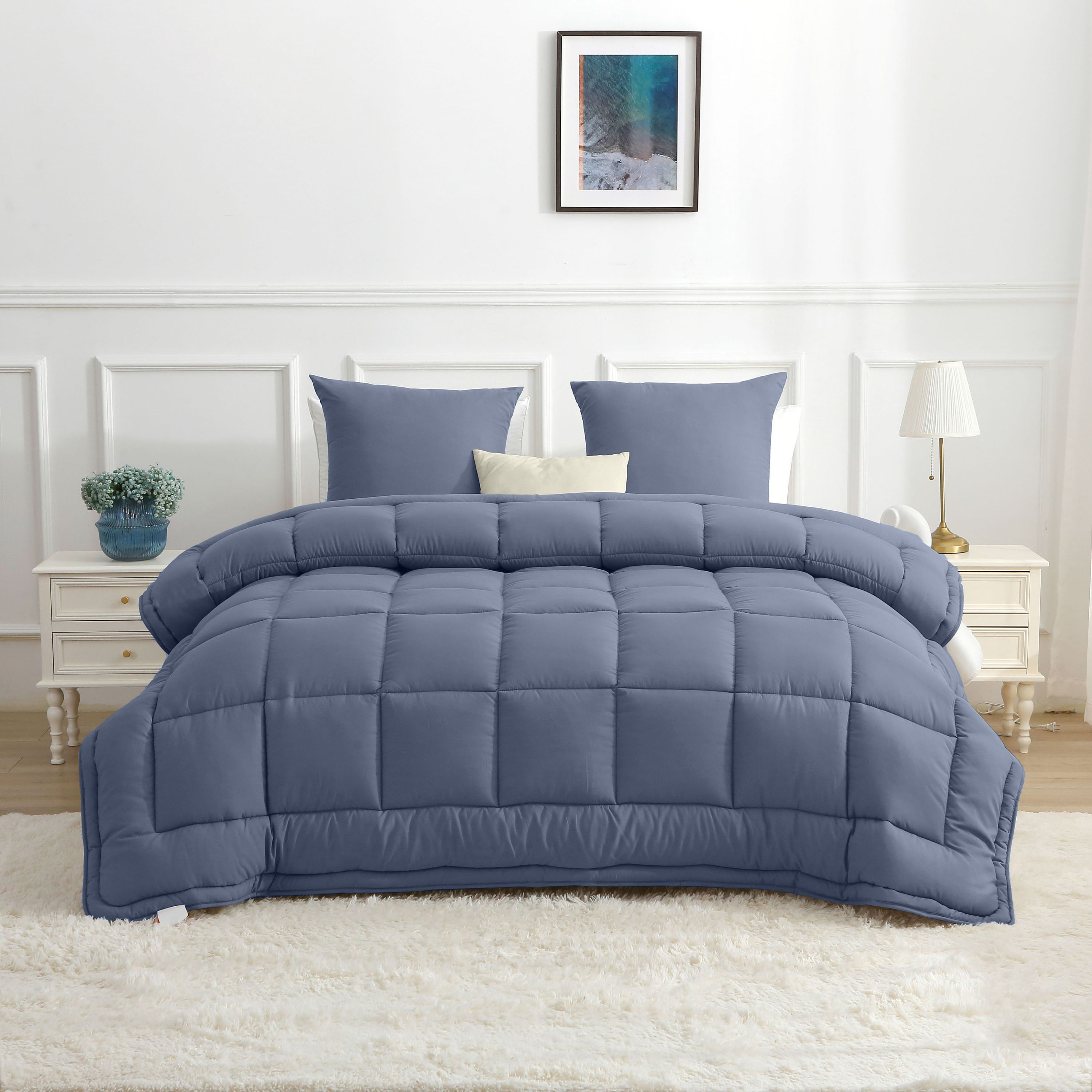 Dekbed met vaste overtrek - petrol blauw