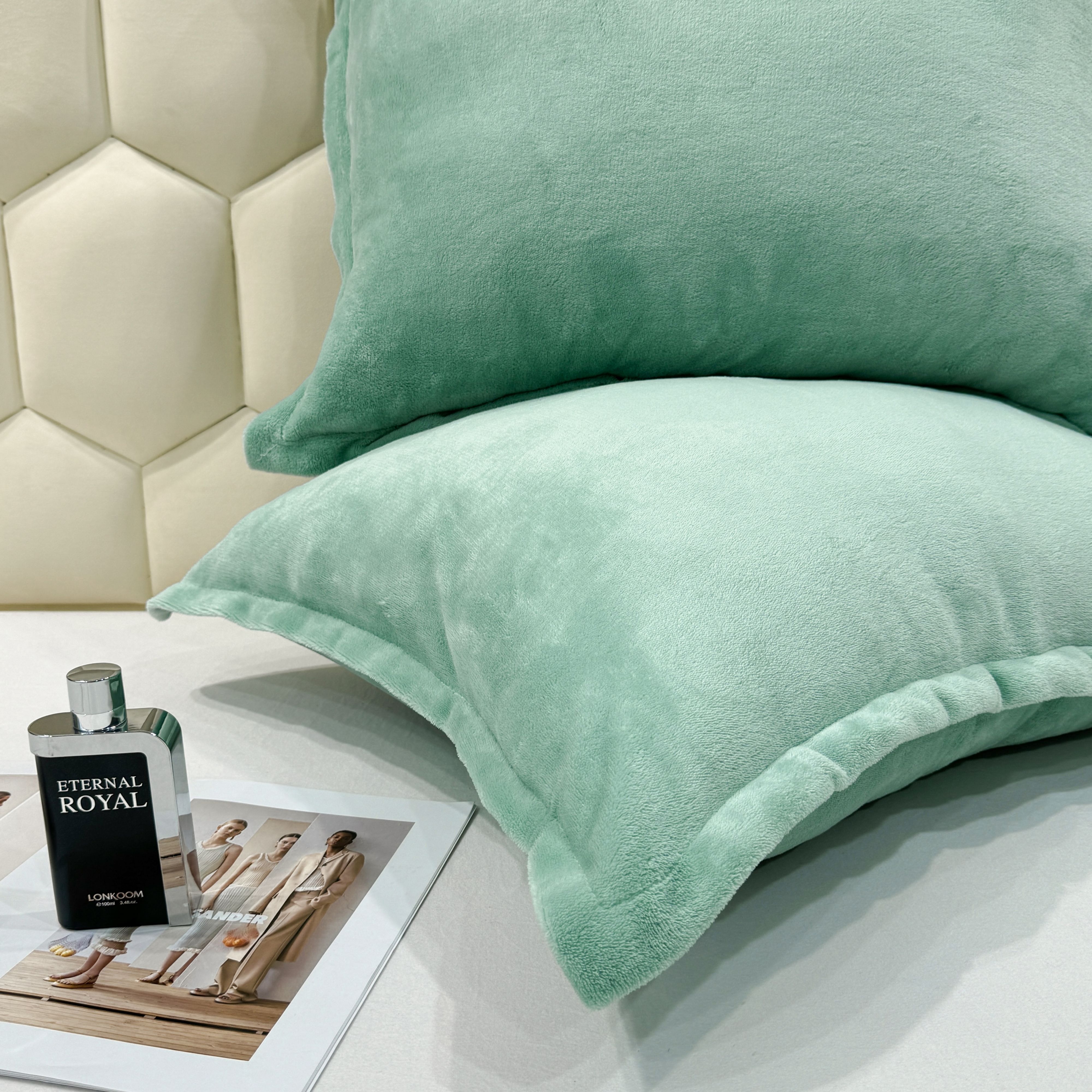 Teddy kussensloop groen