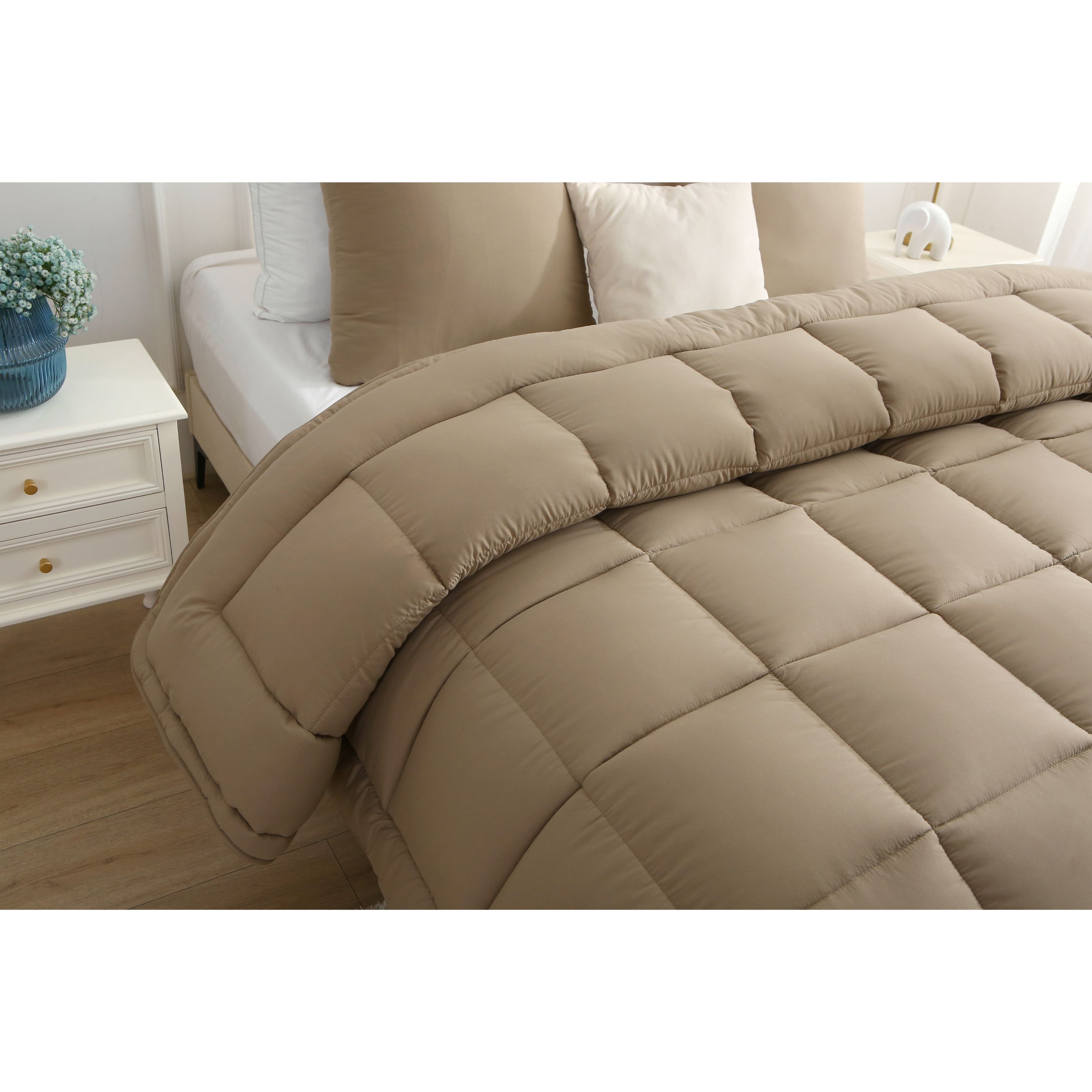 Dekbed met vaste overtrek - taupe (3)