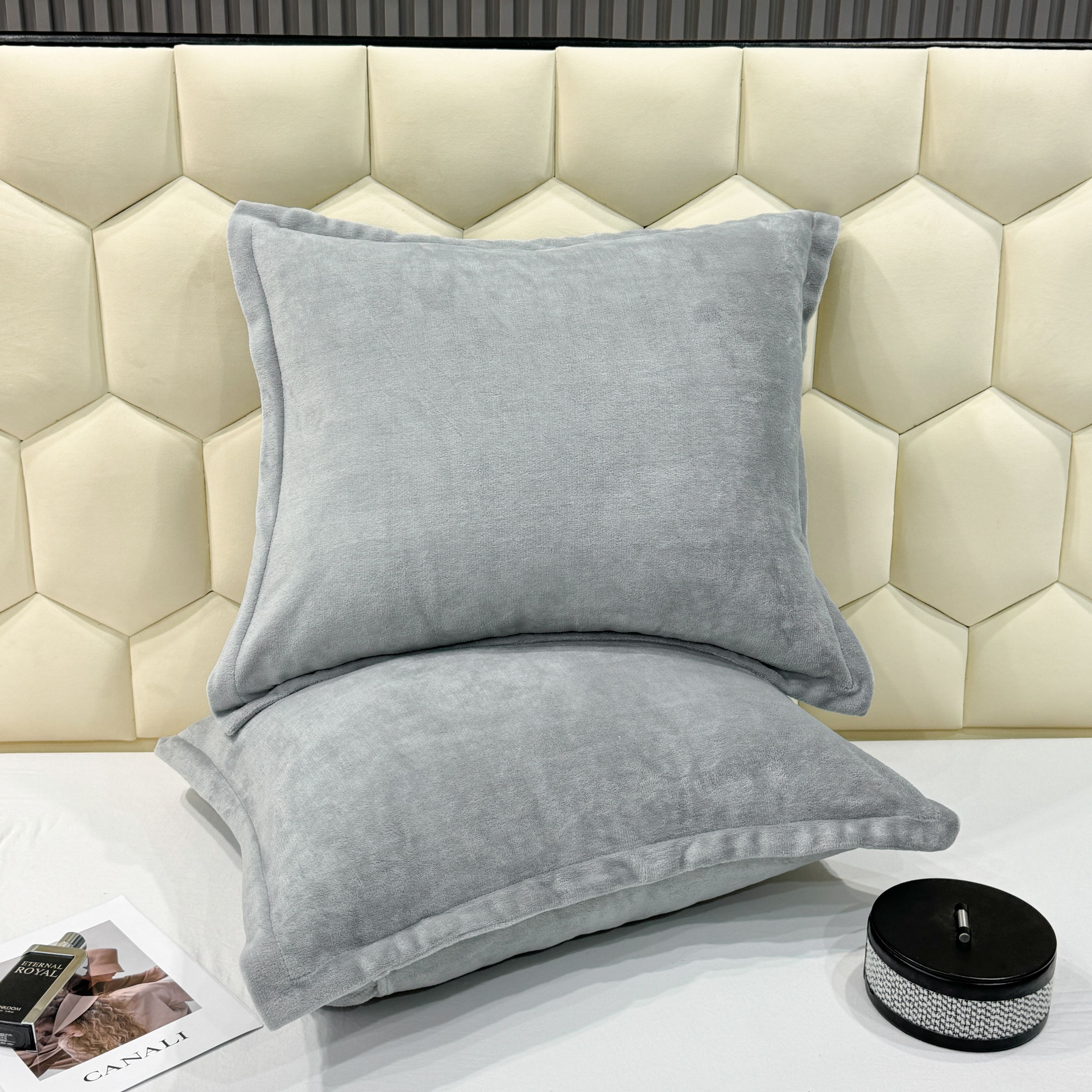 Teddy kussensloop grijs