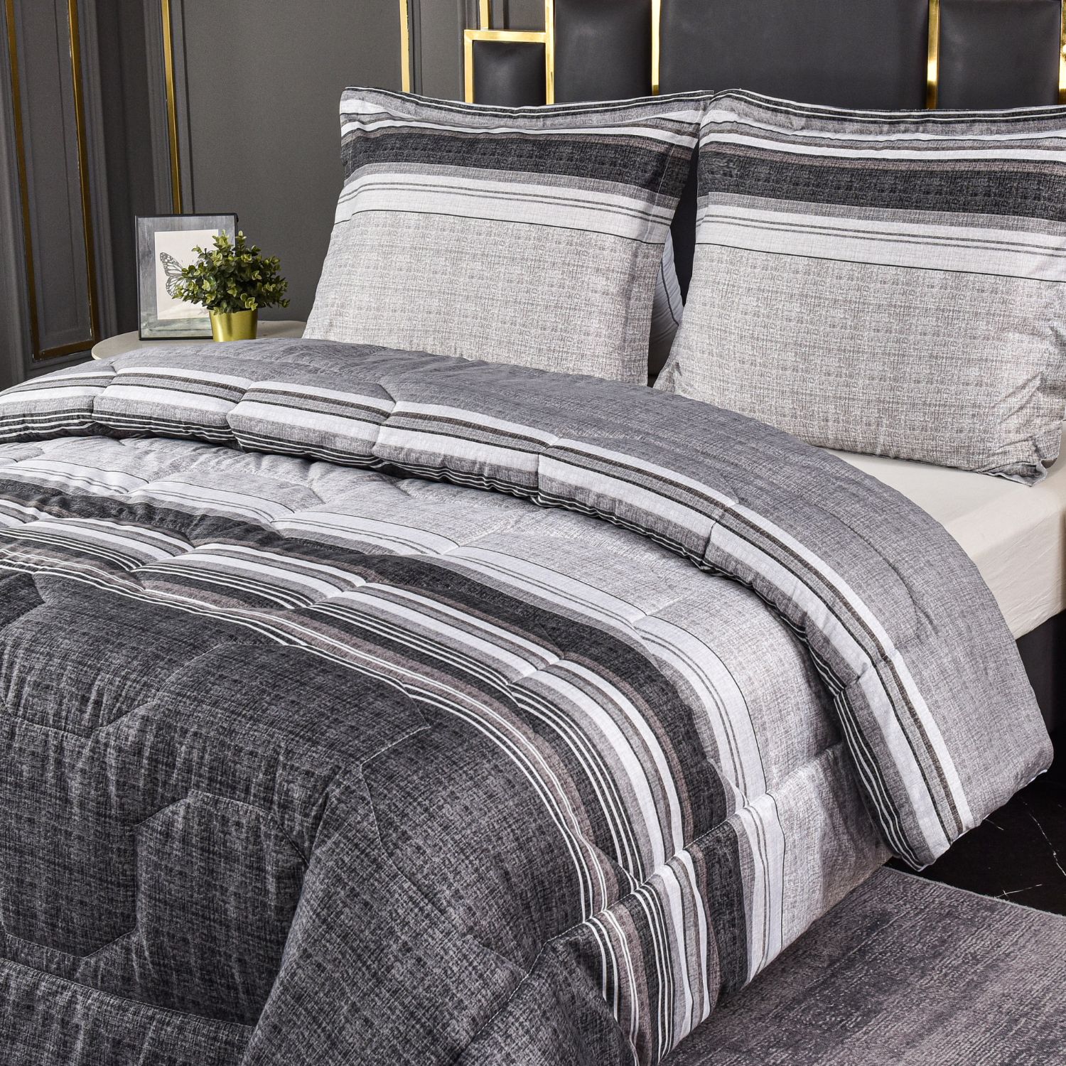 Lazy Dekbed zonder hoes - Velvet - grijs/zwart